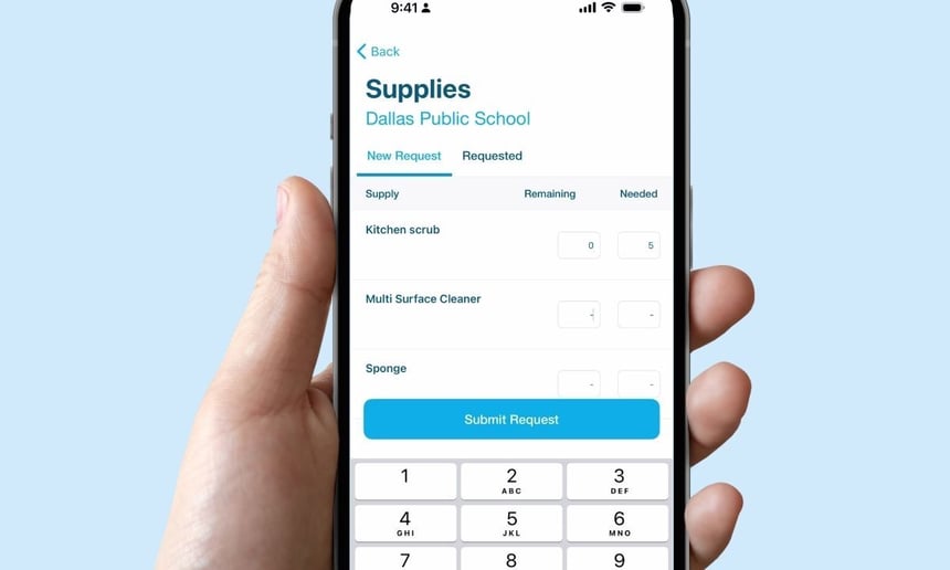 Cleaner submitting mobile supply request