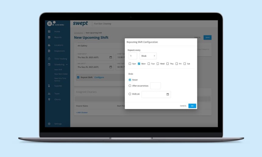 Recurring schedule setup