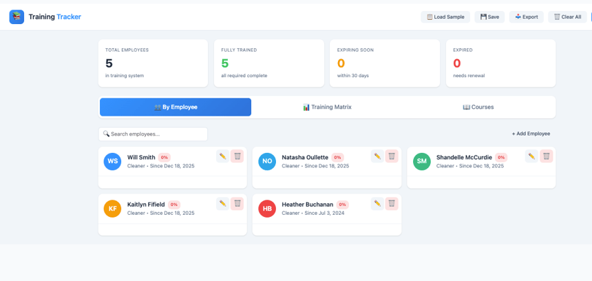 Employee Training Tracker preview