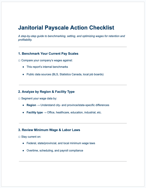 Janitorial Payscale Action Checklist