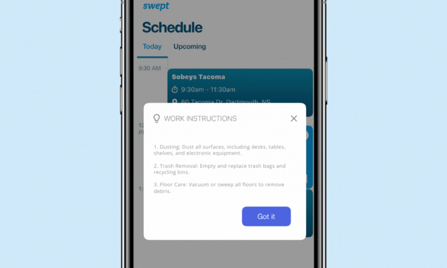 Mobile work order instructions