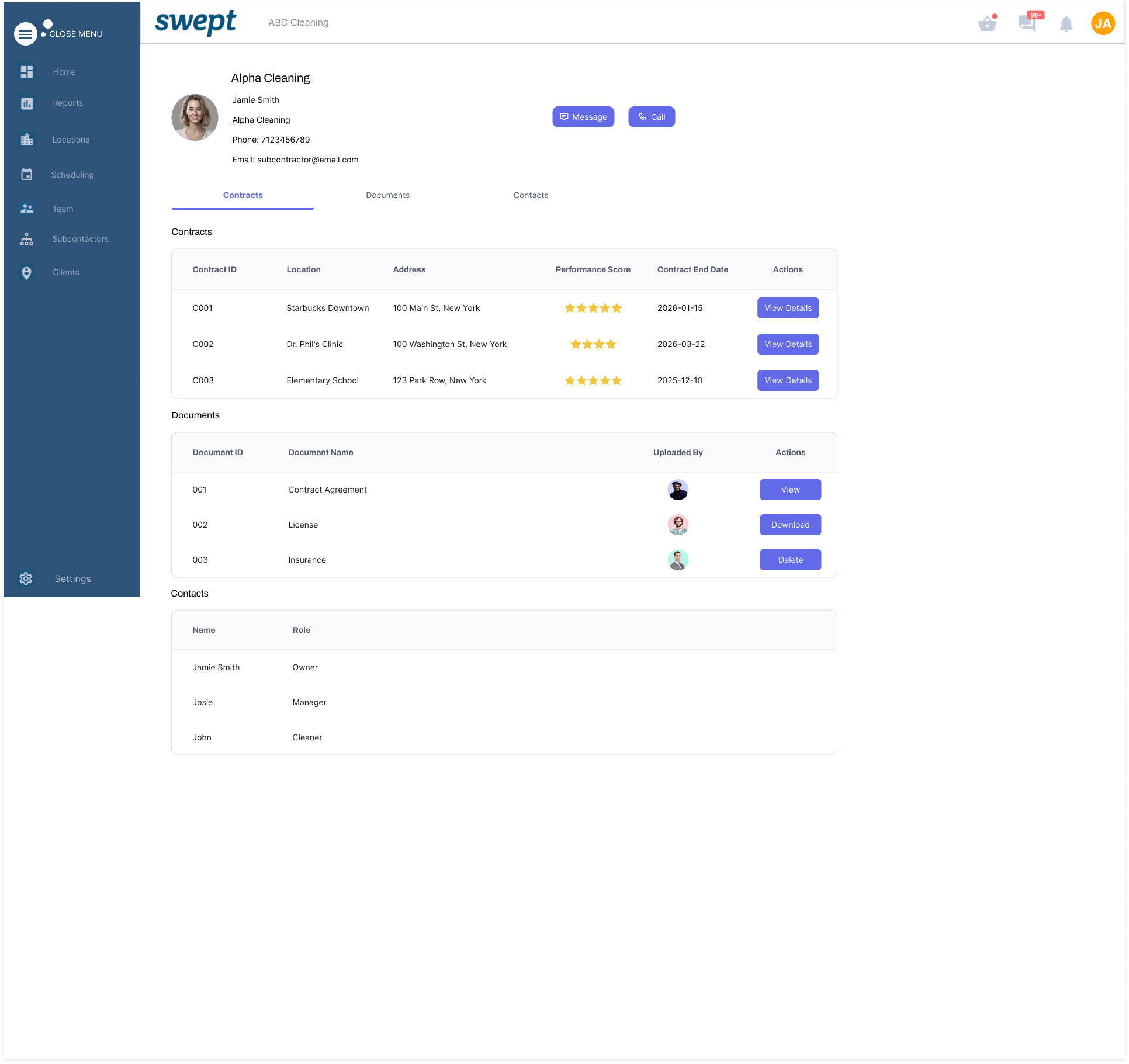 Subcontractor Profile