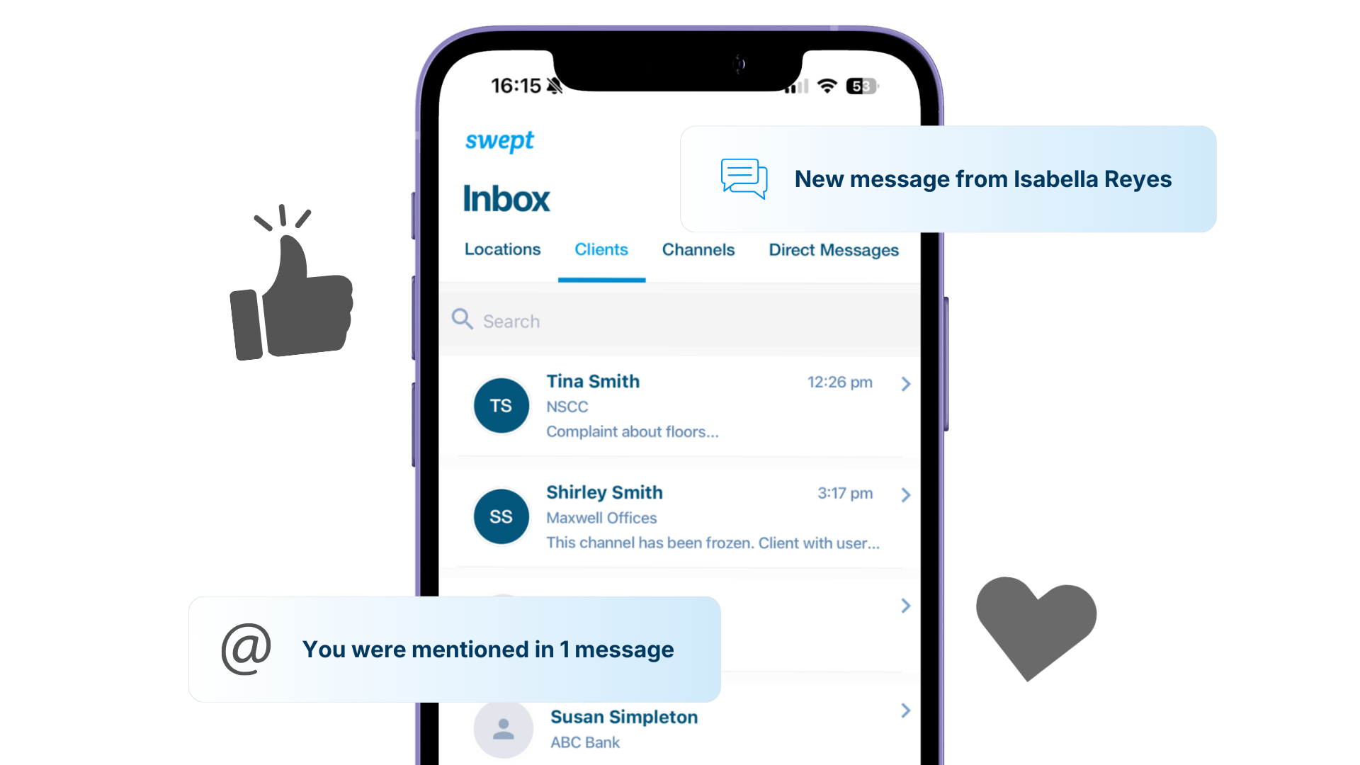 Team and Client Communication in Swept