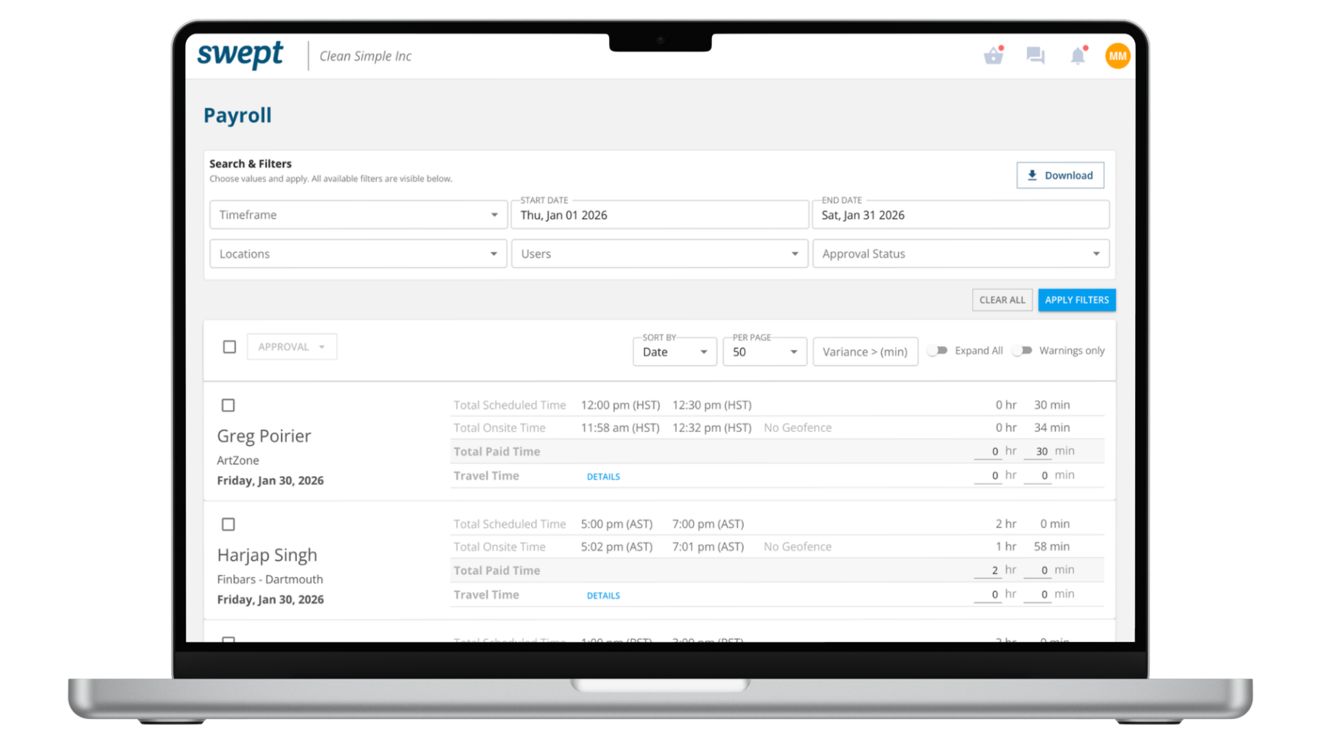 Payroll Reports in Swept