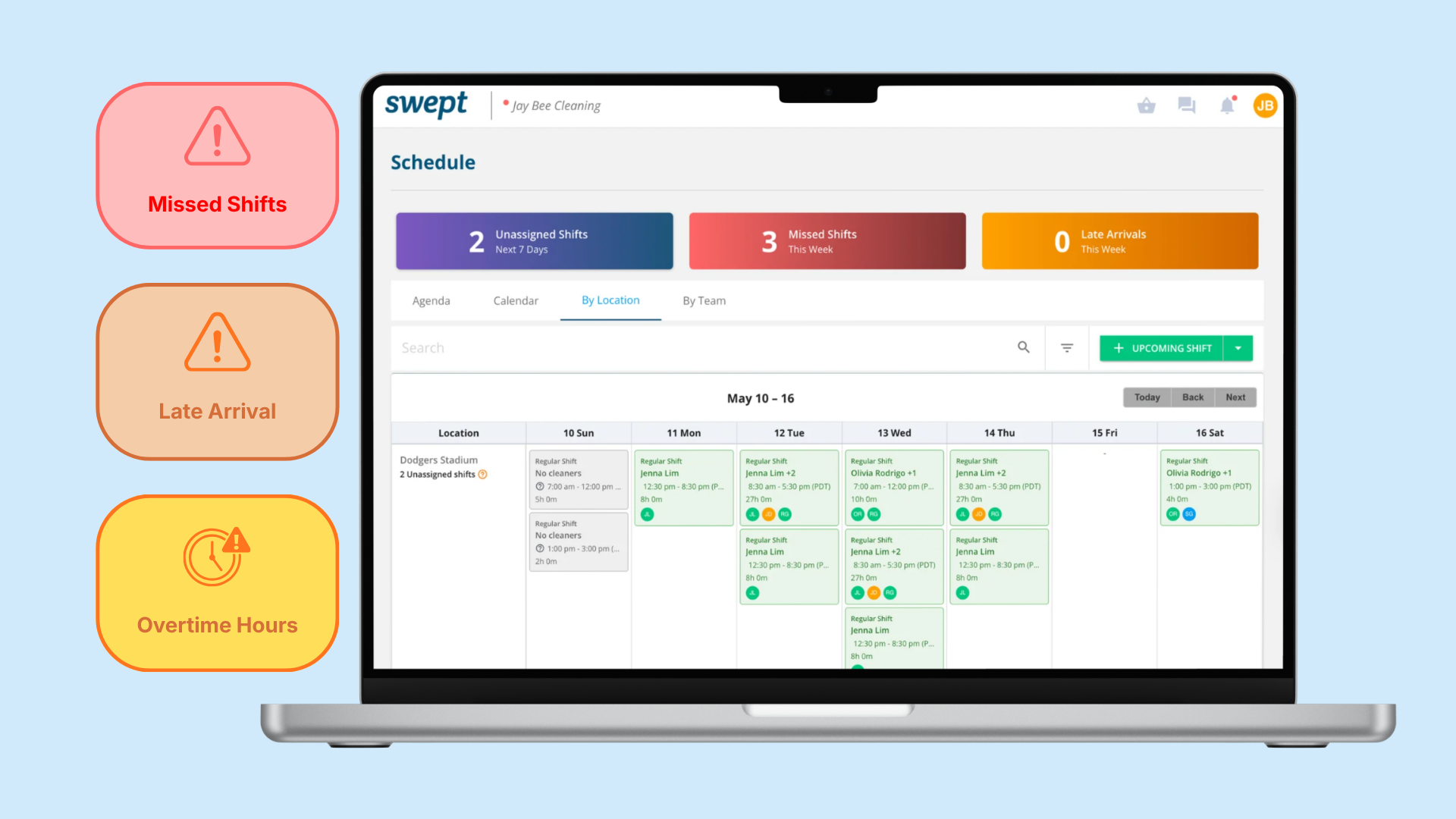 Swept schedule calendar view