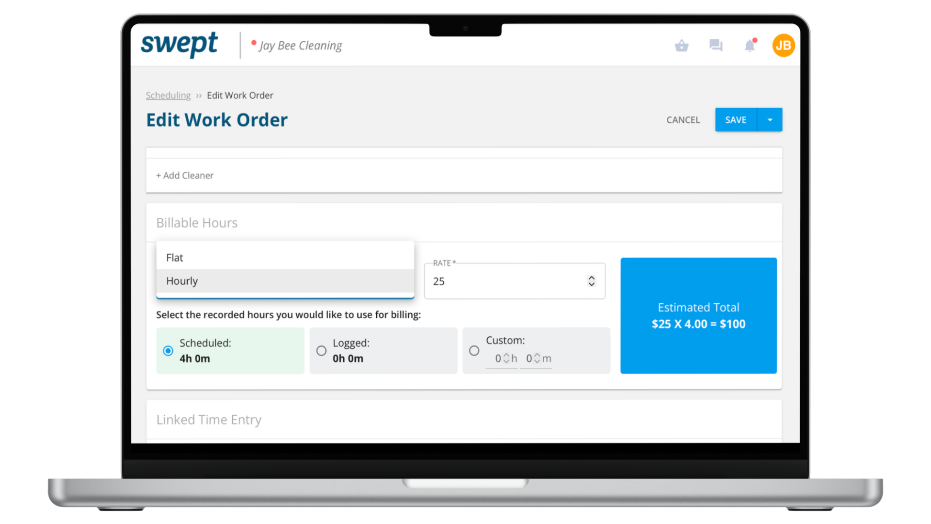 Work order billing options